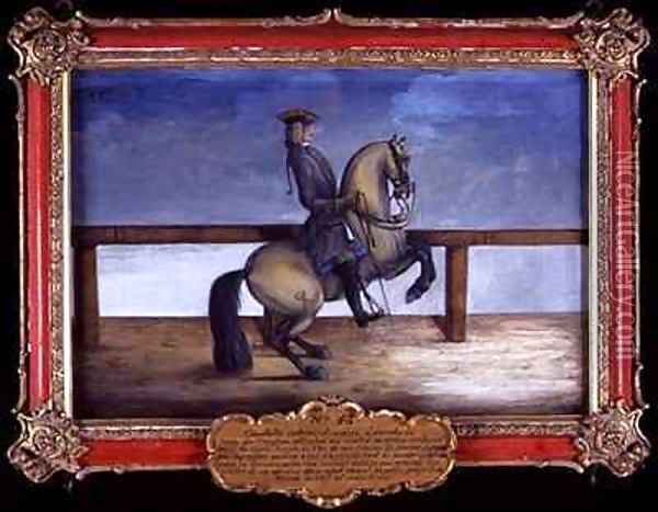 No 45 A horse of the Spanish Riding School performing a dressage movement called the Courbette Oil Painting - Baron Reis d' Eisenberg