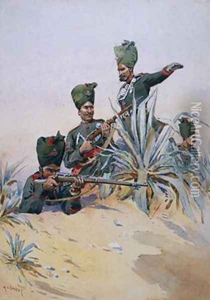 Soldiers of the 125th Napiers Rifles Oil Painting - Alfred Crowdy Lovett