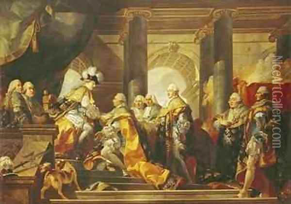 Louis XVI King of France Receiving the Homage of the Knights of the Order of St Esprit at Reims Oil Painting - Gabriel Francois Doyen