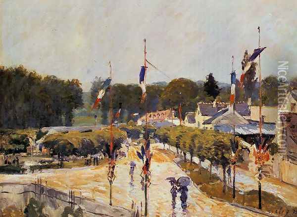 Fete Day At Marly Le Roi Formerly The Fourteenth Of July At Marly Le Roi Oil Painting - Alfred Sisley