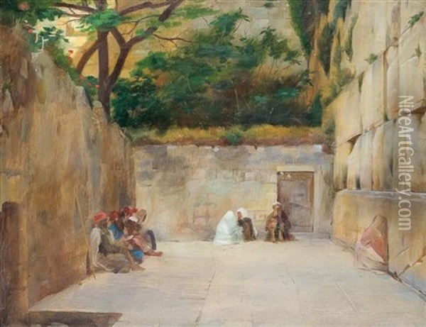 Wailing Wall, Jerusalem Oil Painting - Theodore Jacques Ralli