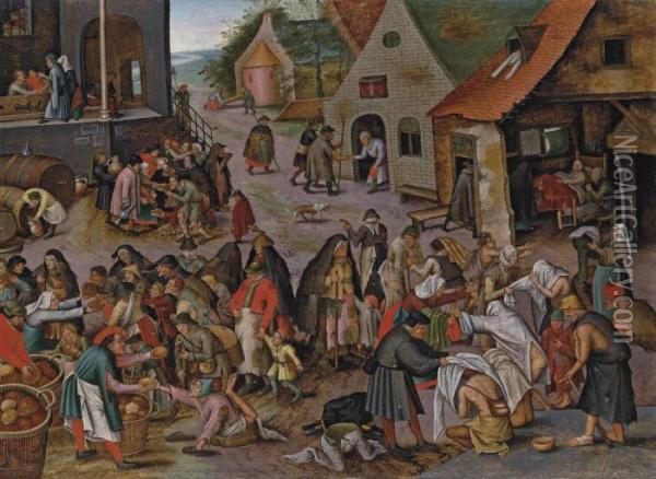 The Seven Acts Of Mercy Oil Painting - Pieter The Younger Brueghel
