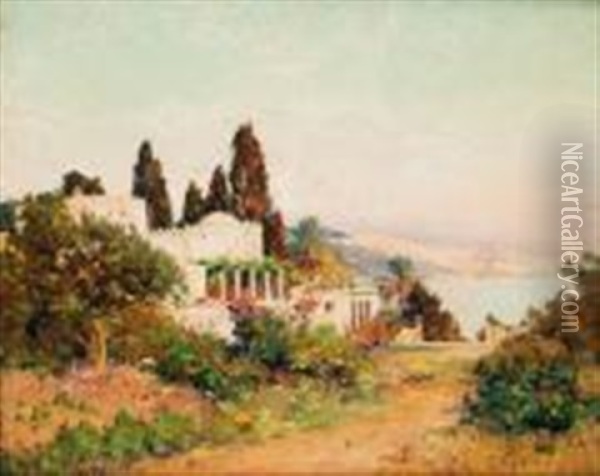 Villa Algeroise Oil Painting - Eugene F. A. Deshayes