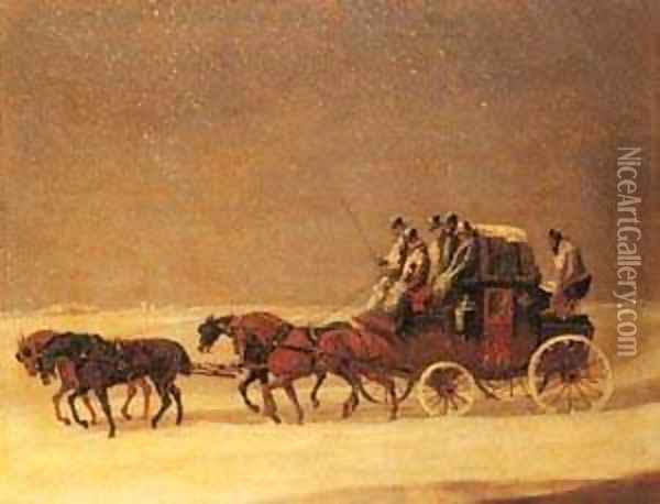 The Derby And London Royal Mail On The Open Road Oil Painting - Henry Alken