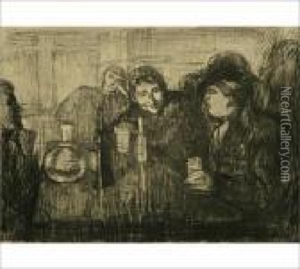 Kristiania Bohemians I Oil Painting - Edvard Munch