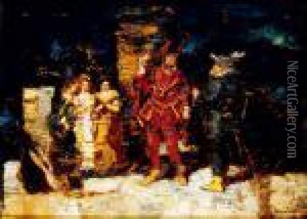 Scene De Faust Oil Painting - Adolphe Joseph Th. Monticelli