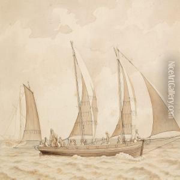 The Ferry Boatbetween Korsor And Nyborg Oil Painting - Christoffer Wilhelm Eckersberg