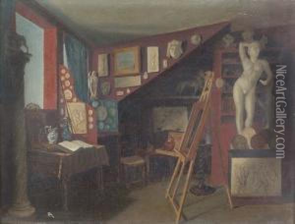 Atelier Von Jules Und Daniel Bovy. Oil Painting - Emile Robellaz