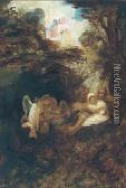 Rest On The Flight Into Egypt Oil Painting - Adolphe Joseph Th. Monticelli