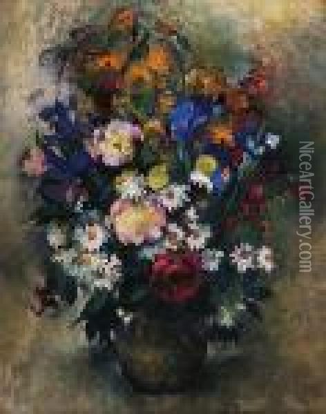Grand Vase De Fleurs Oil Painting - Paul-Elie Gernez