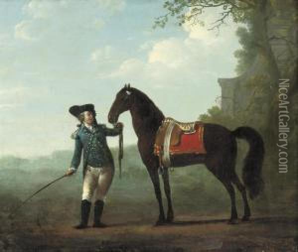 A Rider With His Horse In A Landscape Oil Painting - Abraham van, I Strij