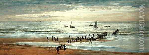 Beach Scene on the North Coast of France Oil Painting - William Lionel Wyllie