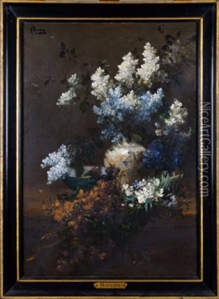 Nature Morte Aux Lilas Oil Painting - Alfred Rouby