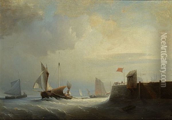 Voiliers Prenant La Mer Oil Painting - Nicolas Baur