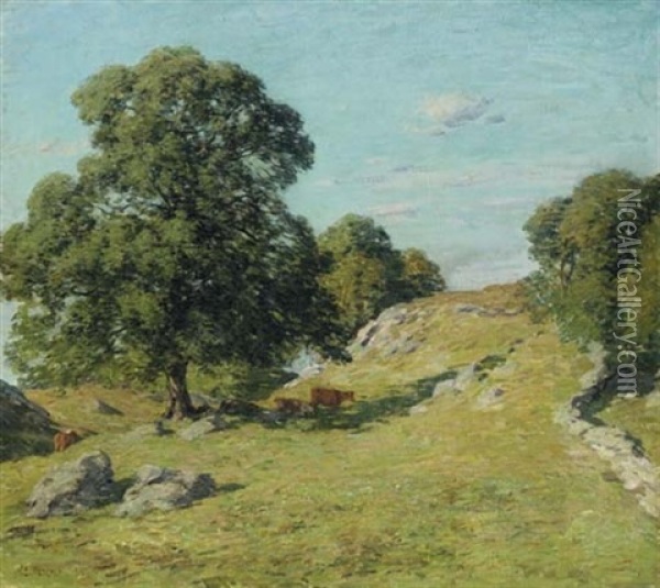 Pasture - Damon's Hill, Old Lyme Oil Painting - Willard Leroy Metcalf