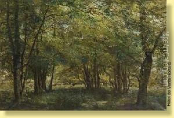 Troupeau Dans Une Clairiere Oil Painting - Hippolyte Boulenger