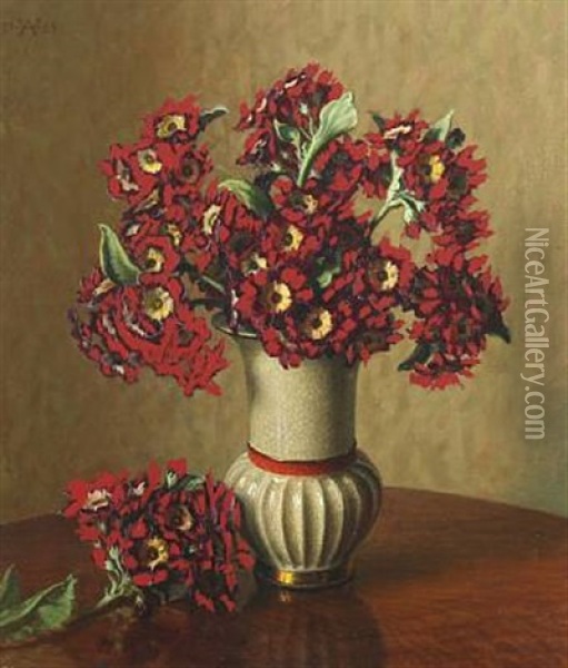 A Bouquet Of Red Flowers Oil Painting - Wilhelm Andersen