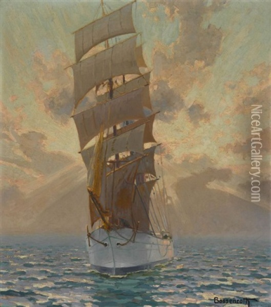 Segelschiff Auf See Oil Painting - Karl Boessenroth