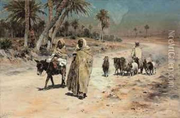 Arab Sheep Herders Oil Painting - Antonino Leto