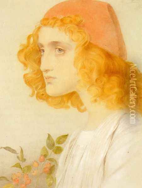 The Red Cap Oil Painting - Anthony Frederick Sandys