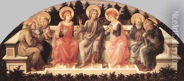 Seven Saint s 1448-50 Oil Painting - Fra Filippo Lippi