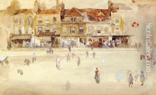 Chelsea Shops Oil Painting - James Abbott McNeill Whistler