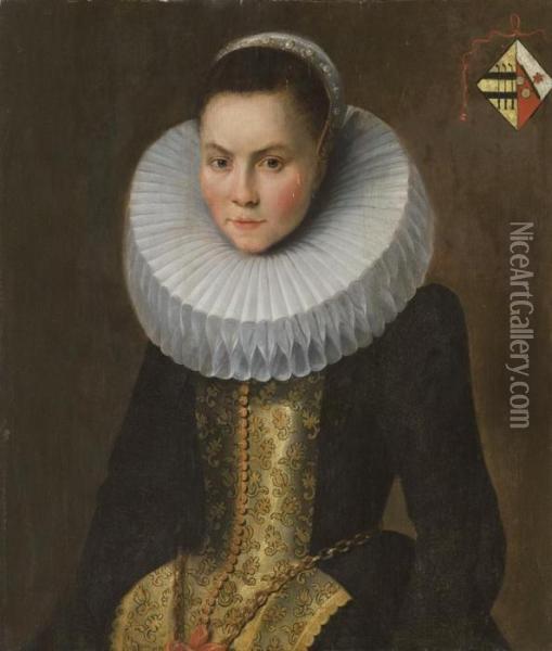 Portrait De Femme A Collerette Blanche Oil Painting - Frans Pourbus