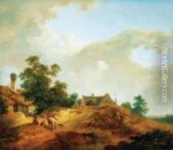 Landscape With Resting Figure, Late 1750s Oil Painting - Johann Christian Brand