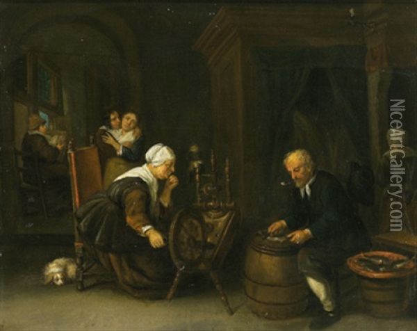 Bauern In Der Stube Oil Painting - Quiringh Gerritsz van Brekelenkam