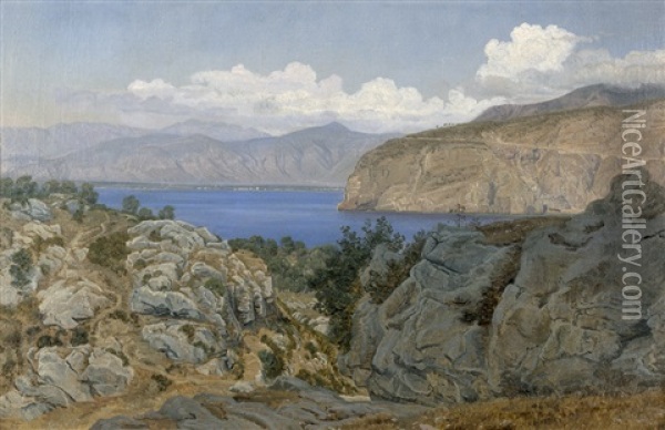 Bucht Von Capri Oil Painting - Janus la Cour