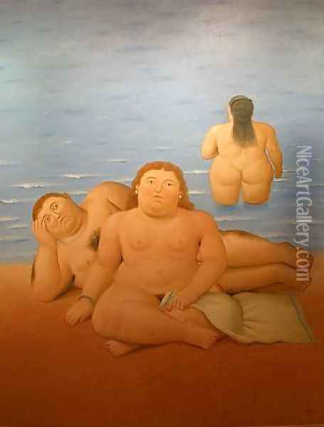 The Beach Oil Painting - Fernando Botero