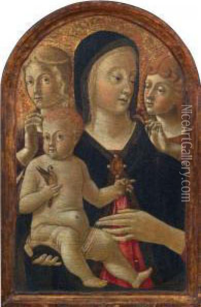 Madonna Col Bambino E Due Angeli Oil Painting - Pietro Di Domenico