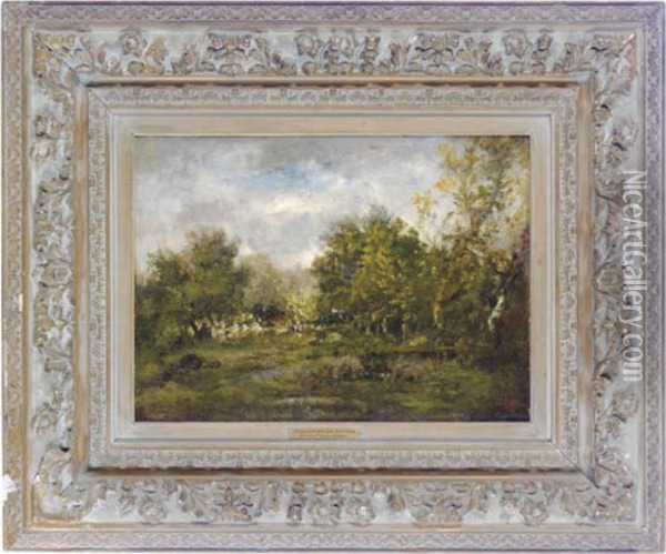 A Forest Landscape Oil Painting - Narcisse-Virgile D Az De La Pena