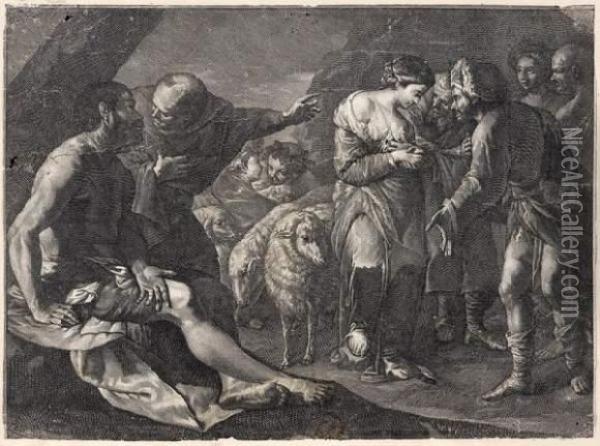 Scene Biblique. Oil Painting - Michelangelo Merisi Da Caravaggio