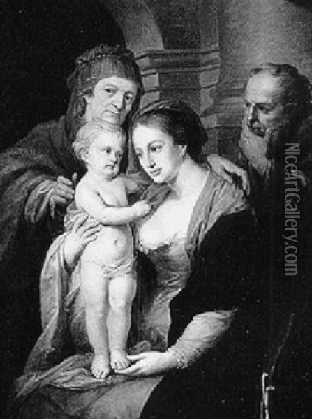 The Holy Family With St. Anne Oil Painting - Josef Kreutzinger