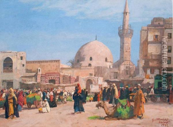 Le Caire, Place Animee Oil Painting - Georg Macco