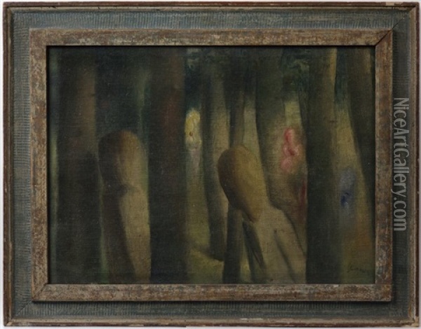 In The Forest Oil Painting - Augustin Sagner