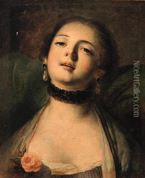 Portrait De Femme, La Tete Appuyee Sur Un Coussin Oil Painting - Pietro Antonio Rotari
