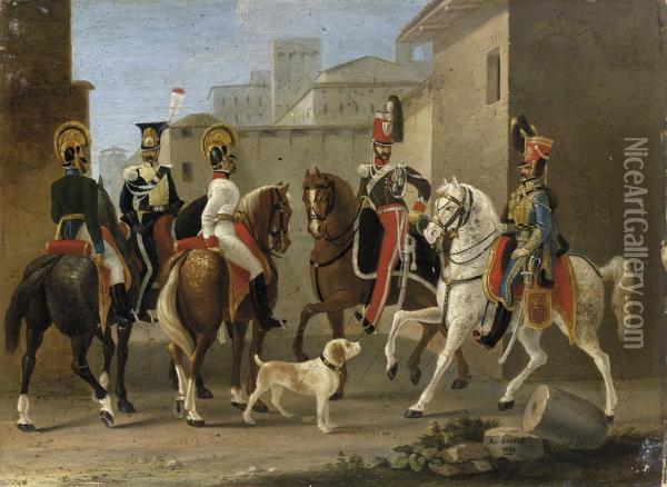 Soldati Austriaci Al Castello Sforzesco Oil Painting - Grati Alessandro