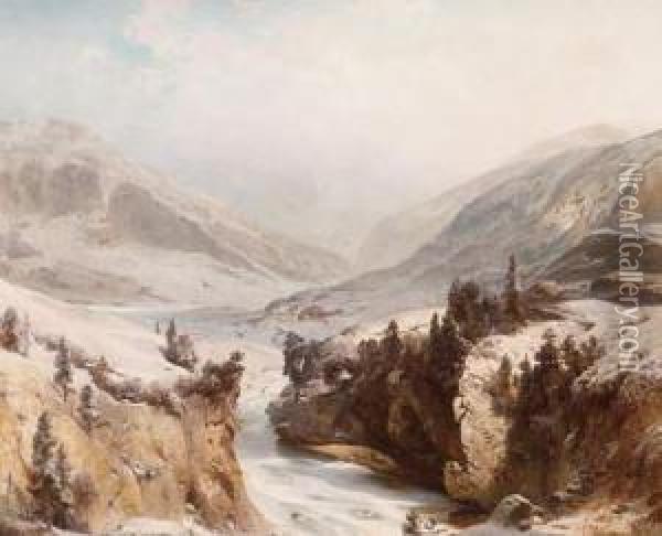 Winter Landscape In Tirol Oil Painting - Carl Hilgers