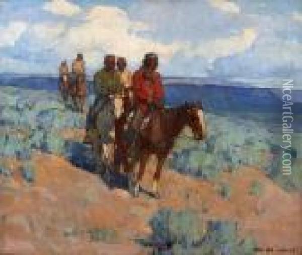 The Navajos Oil Painting - Edgar Alwin Payne