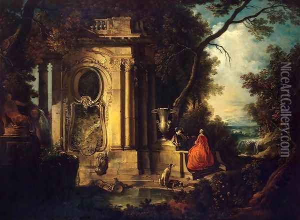 Scene in a Park Oil Painting - Jacques de Lajoue