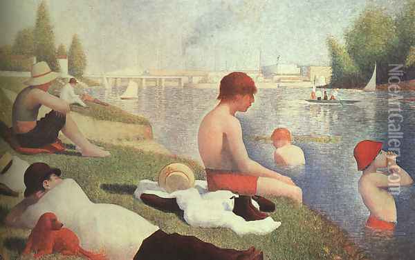 Bathing At Asnieres 1884 Oil Painting - Georges Seurat