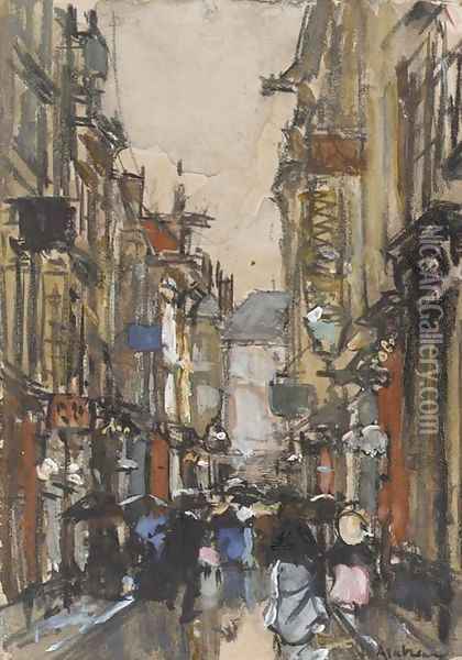 A busy street in The Hague Oil Painting - Floris Arntzenius
