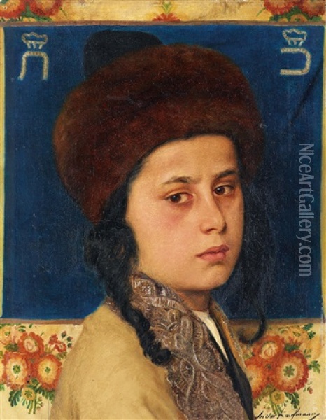 Portrait Eines Chassidischen Schulers Oil Painting - Isidor Kaufmann