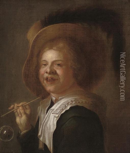 A Boy Blowing Bubbles Oil Painting - Judith Leyster
