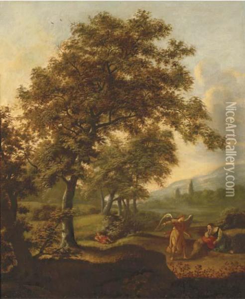 Hagar With The Angel In The Wilderness Oil Painting - Herman Van Swanevelt