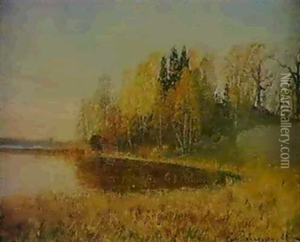 Varlandskap Oil Painting - Carl (August) Johansson