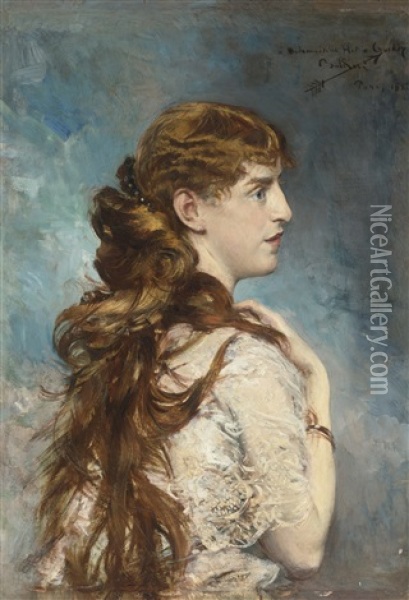 Portrait Of Harriet Valentine Crocker Alexander Oil Painting - Giovanni Boldini