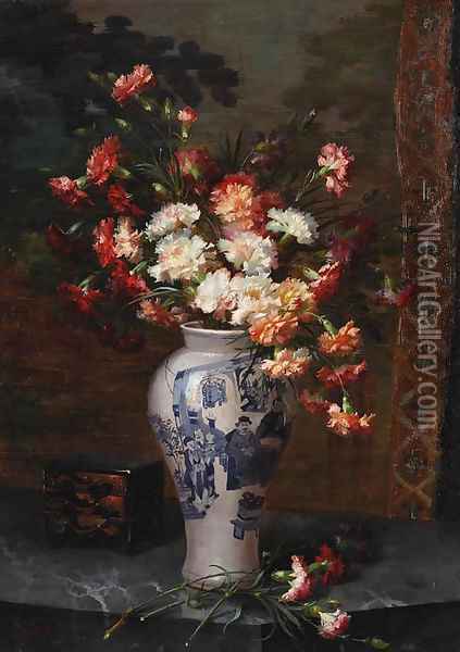 An oppulent still life in a oriental vase Oil Painting - Marie Nyl-Frosch